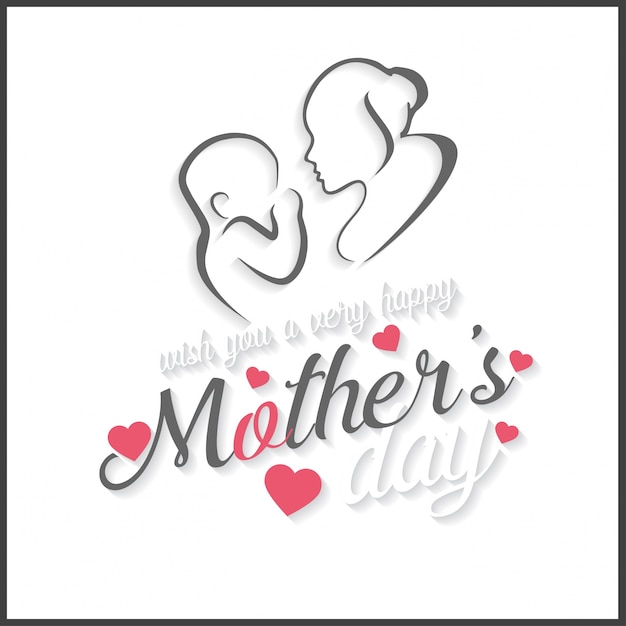 Mother's day lettering illustration with drawing