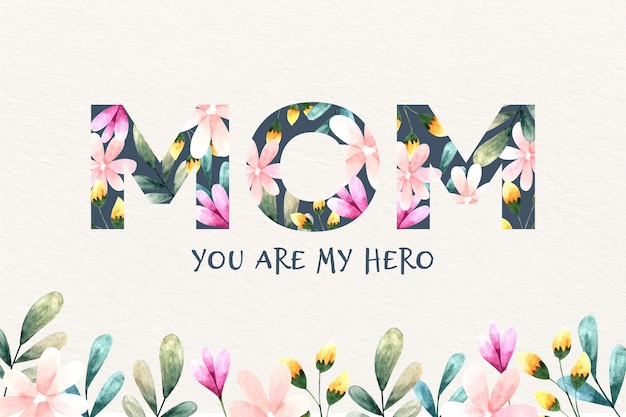 Free vector mother's day lettering with flowers