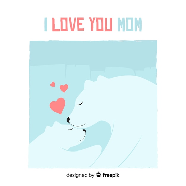 Mother's day polar bear hugging her cub background