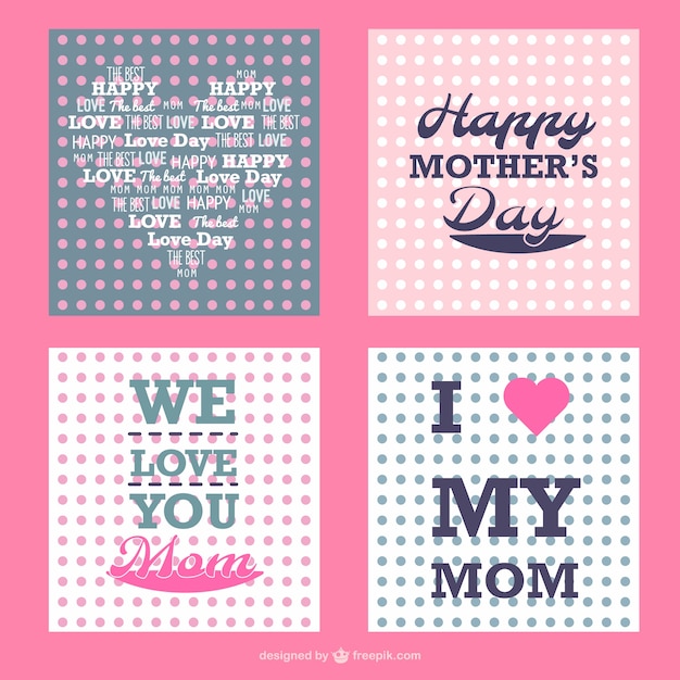 Mother's day polka dots cards set