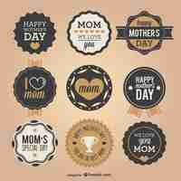 Free vector mother's day retro badges set