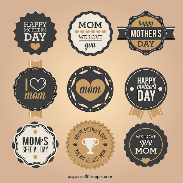 Mother's day retro badges set