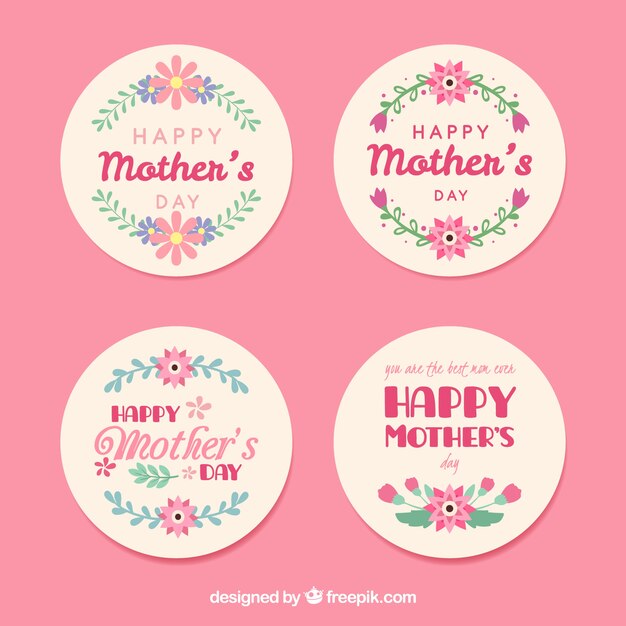 mother's day round labels collection