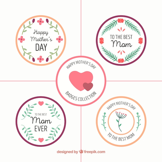 Free vector mother's day round stickers
