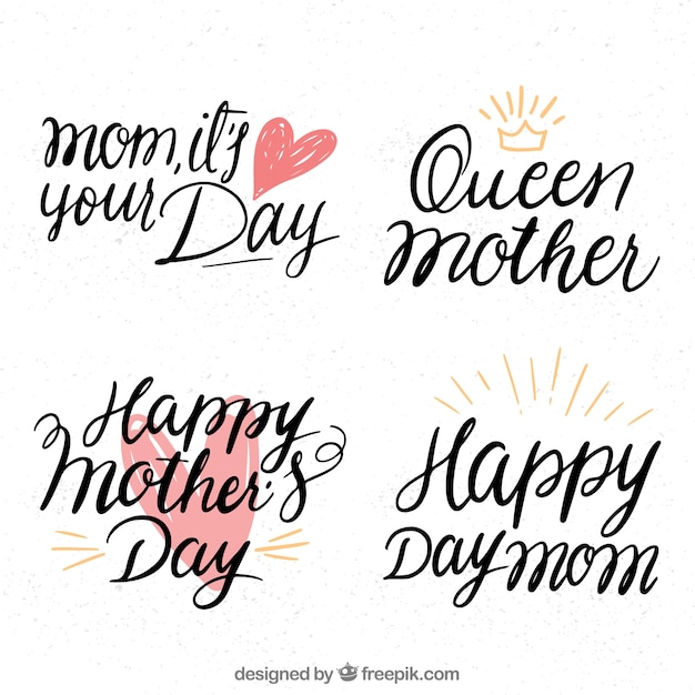 Free vector mother's day stickers with calligraphic letters