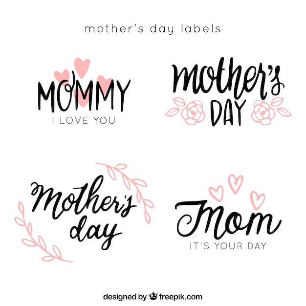 Mother's day stickers with calligraphic letters