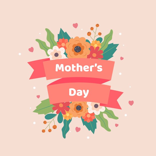 День матери с весенними цветами и лентами