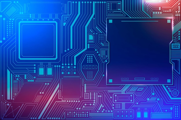 Free vector motherboard circuit technology background vector in gradient blue