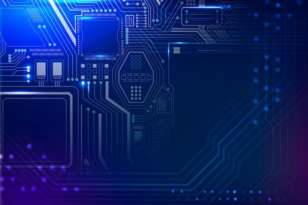 Motherboard circuit technology background vector in gradient blue