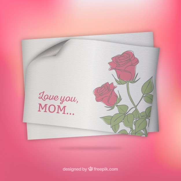 Free vector mothers day card with roses