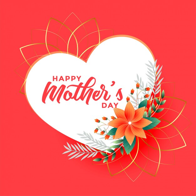 Mothers day flower and hearts greeting background