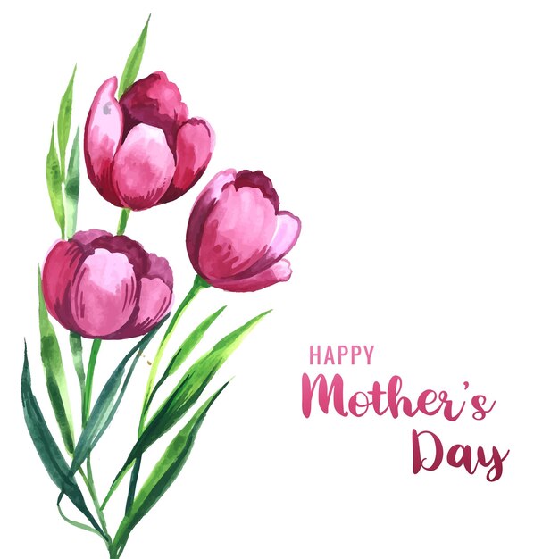 Mothers day greeting card with blooming tulip flowers design