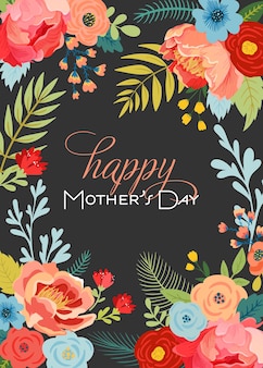 Поздравительная открытка дня матери с букетом цветов. счастливый день матери цветочный баннер. плакат «лучшая мама», дизайн флаера «весенний праздник». векторная иллюстрация