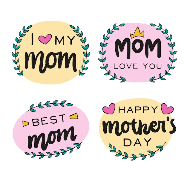 Free vector mothers day label collection theme