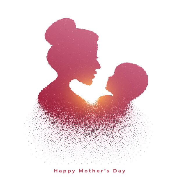 Mothers day mom and child care illustration in particle style