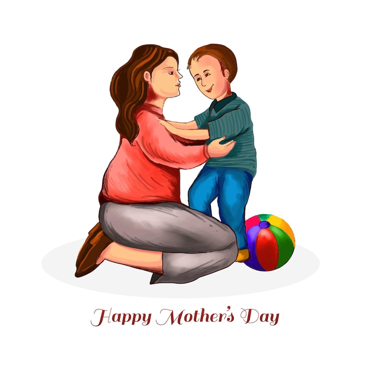 Free Vector mothers day for mom and son love card background