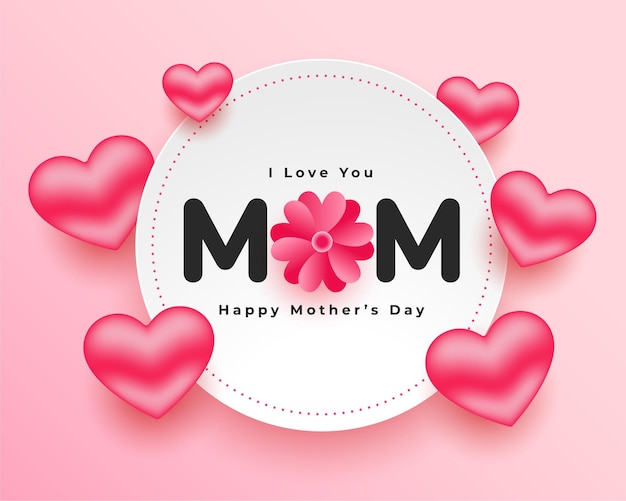 Free vector mothers day realistic hearts card design