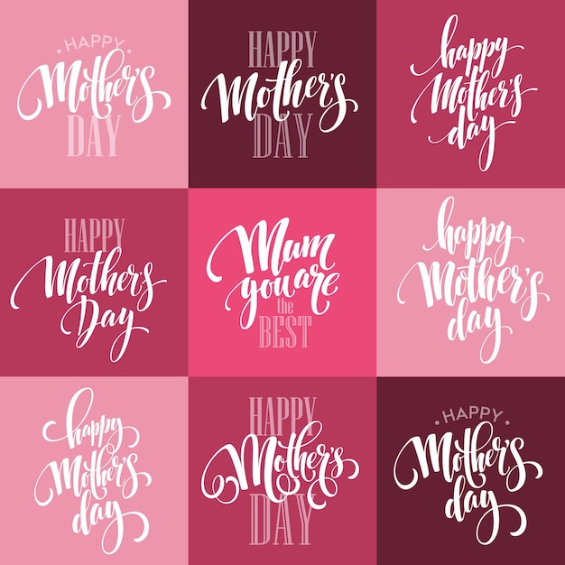 Free vector mothers day vector greeting card calligraphy lettering template. vector illustration eps10