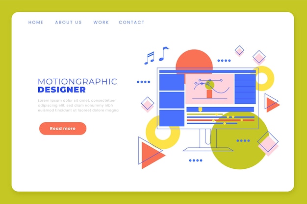 無料ベクター モーショングラフィックスのランディングページ