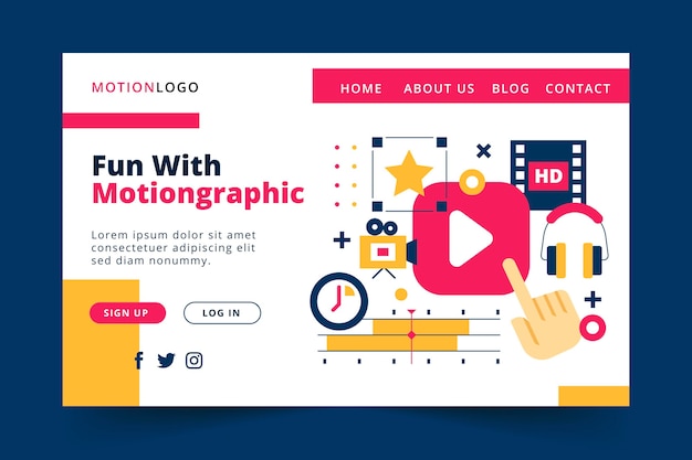 Free vector motion graphics web template