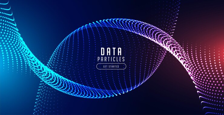 Free Vector motion particle wave with blue and red lights