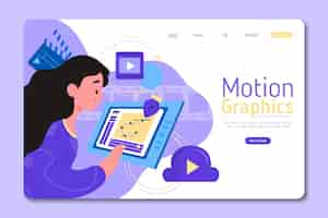 Vettore gratuito modello di pagina di destinazione motiongraphics