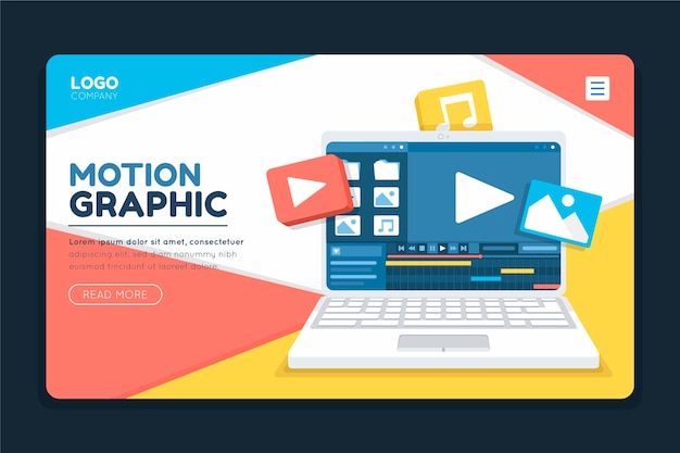 Бесплатное векторное изображение Целевая страница motiongraphics