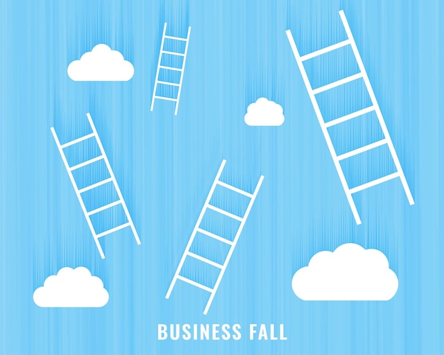 Free vector motivational business ladder concept background with heaven cloud