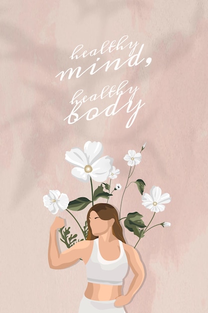 Free vector motivational quote editable template vector health and wellness yoga woman color floral social media post