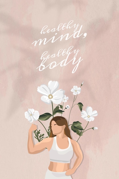 Free Vector motivational quote editable template vector health and wellness yoga woman color floral social media post
