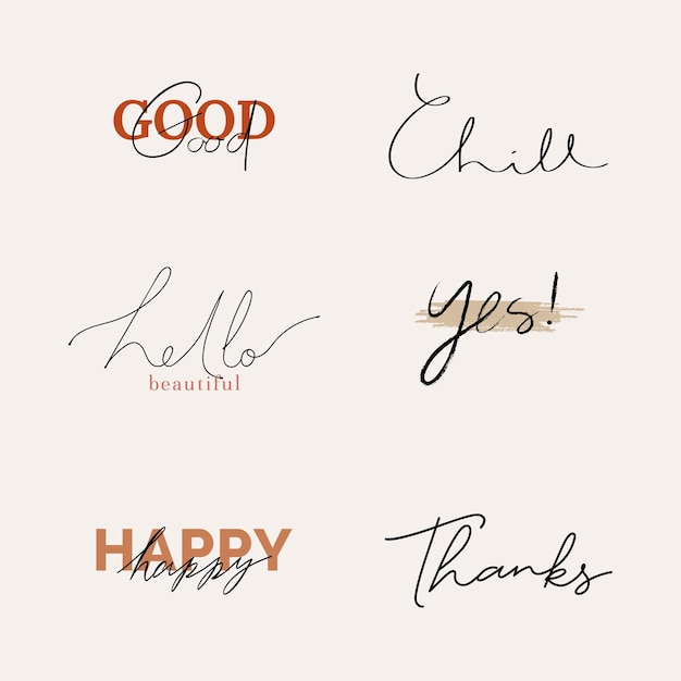 Free vector motivational words in minimal handwritten typography vector