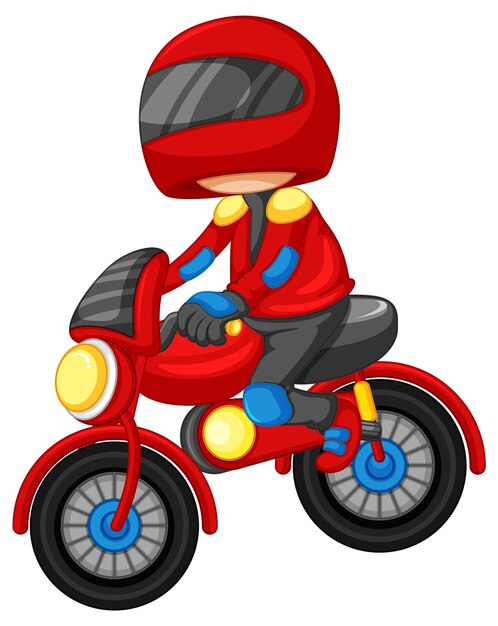 A motocross racer cartoon on white background