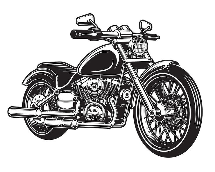 Free Vector  of motorcycle isolated on white background. monochrome style.