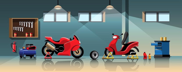 Бесплатное векторное изображение Ремонт и обслуживание мотоциклов