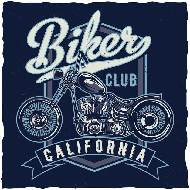 Custum 자전거의 일러스트와 함께 오토바이 테마 티셔츠 디자인