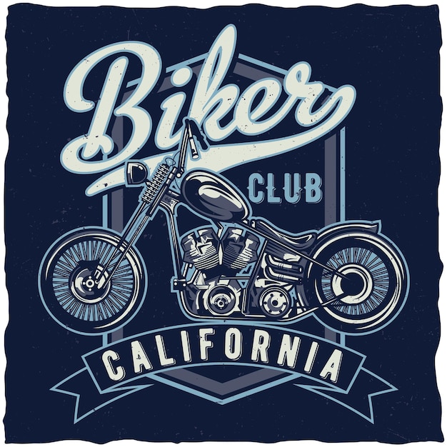 Custumバイクのイラストとオートバイのテーマtシャツのデザイン