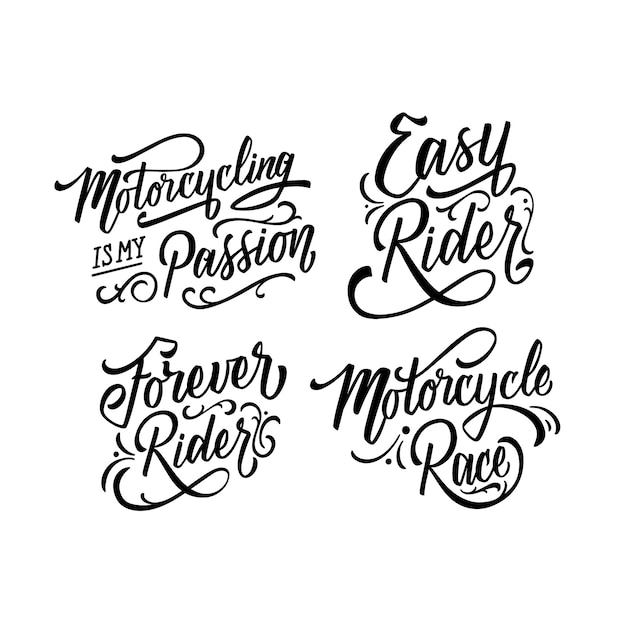 Motorcycling rider lettering sticker set