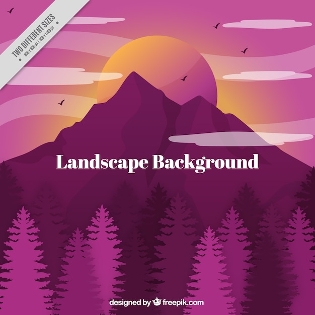 Free vector mountain background in purple tones