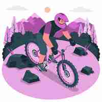 Free vector mountain biking concept illustration