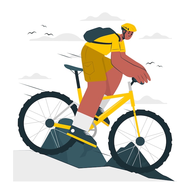 Free vector mountain biking concept illustration