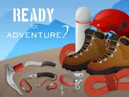 Free vector mountain climbing adventure background banner