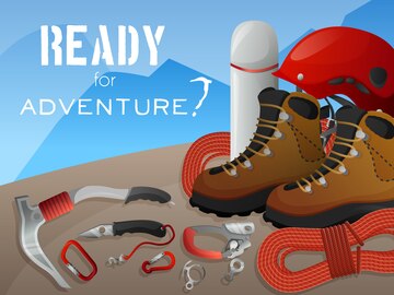 Free Vector | Mountain climbing adventure background banner