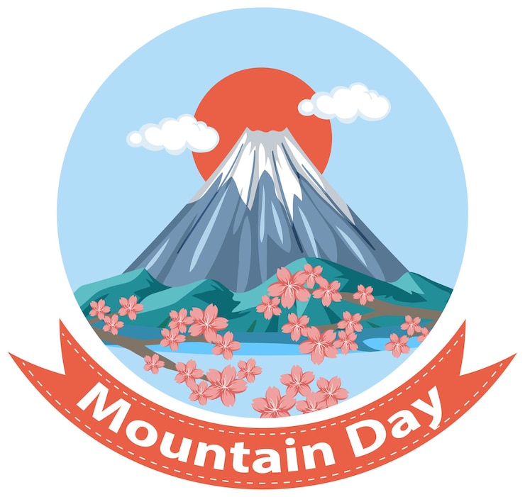 Free Vector mountain day banner with mount fuji isolated