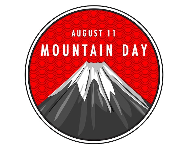 Mountain day banner with mount fuji on red background