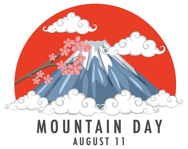 Mountain day in japan on august 11 banner with mount fuji