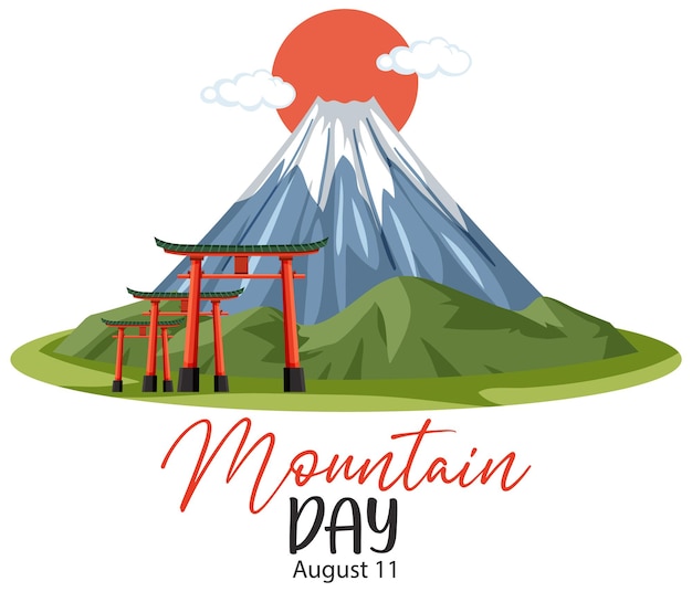 Mountain day in japan on august 11 banner with mount fuji