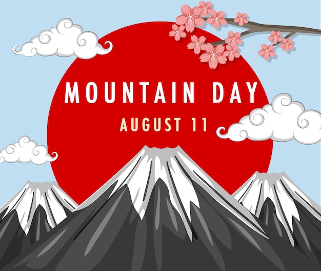 Free vector mountain day in japan on august 11 banner with mount fuji