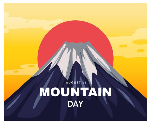 Mountain Day in Japan banner with Mount Fuji background