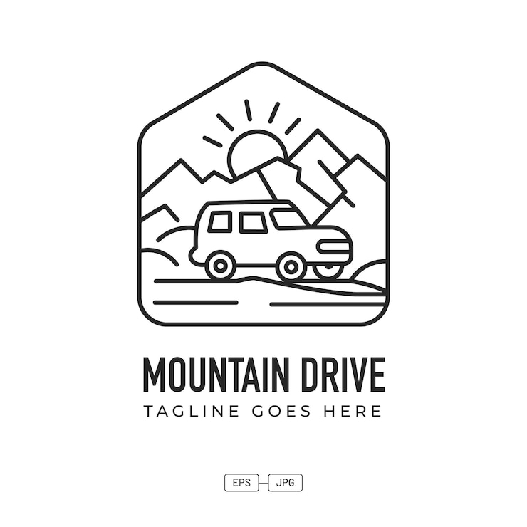 Бесплатный Вектор дизайн логотипа mountain drive vector