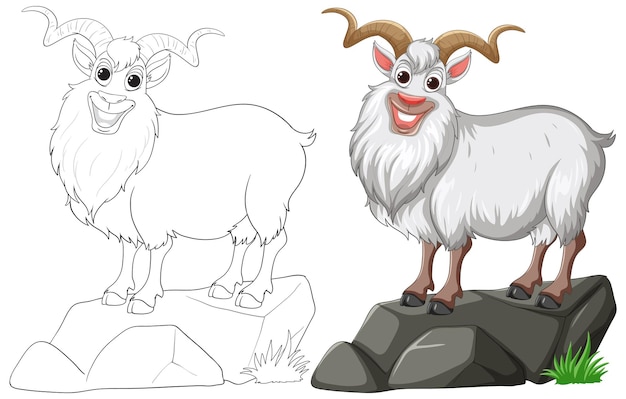 Mountain goat on rocks illustration